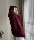 Chloé Oversize Kalın Sweatshirt Uzun Bordo