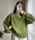 Chloé Oversize Kalın Sweatshirt Uzun Yeşil