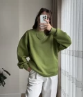 Chloé Oversize Kalın Sweatshirt Uzun Yeşil