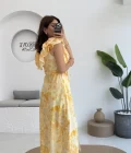 Çiçek Desenli Elbise - 3064 - Sarı