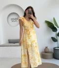 Çiçek Desenli Elbise - 3064 - Sarı