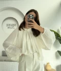 Crema Tül Bluz - Beyaz - 4959