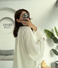 Crema Tül Bluz - Beyaz - 4959