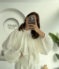 Crema Tül Bluz - Beyaz - 4959