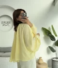 Crema Tül Bluz - Sarı - 4959
