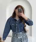 Crop Kot Ceket Açık Mavi
