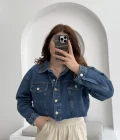 Crop Kot Ceket Açık Mavi
