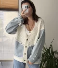 Denim Detay Kırık Beyaz Hırka