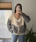 Denim Detay Krem Hırka