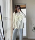 Fiyonk Detaylı Triko Kaza Ekru