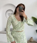 Flow Çiçekli Etekli Takım - 250474 - Yeşil