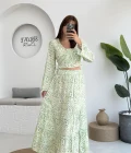 Flow Çiçekli Etekli Takım - 250474 - Yeşil