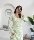 Flow Çiçekli Etekli Takım - 250474 - Yeşil