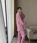 Gofre Kumaş Karışımlı Kimono Takım Pembe