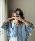 İndigo Mavi Oversize Tensel Gömlek Kod: 4612
