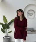 İsabella V Yaka Kazak - Bordo