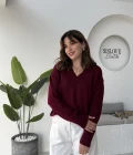 İsabella V Yaka Kazak - Bordo