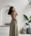 İvy Askılı Elbise - Haki - 2317