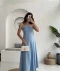 İvy Askılı Elbise - Mavi - 2317