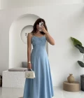 İvy Askılı Elbise - Mavi - 2317