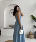 İvy Askılı Elbise - Mavi - 2317
