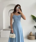 İvy Askılı Elbise - Mavi - 2317