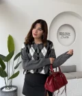 Janet Polo Yaka Baklava Desenli Kazak - Antrasit