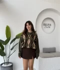 Janet Polo Yaka Baklava Desenli Kazak - Haki