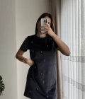 Kadife Antrasit Taşlı