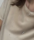 Kadife Krem Taşlı