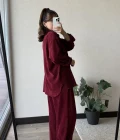 Kadife Vişne Çürüğü Gömlek Pantolon Takım