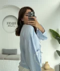 Kalp İşlemeli Pinterst Bluz - Bebe Mavisi - 1027