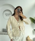 Kalp İşlemeli Pinterst Bluz - Taş - 1027