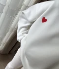 Kalp Nakışlı Sweatshirt Şardonlu Beyaz