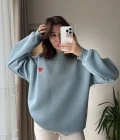 Kalp Nakışlı Sweatshirt Şardonlu Turkuaz