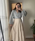 Kat Detaylı Müslin Etek - Taş