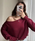Kayık Yaka Bordo Triko