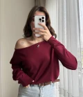 Kayık Yaka Bordo Triko