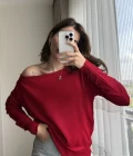 Kayık Yaka Kırmızı Triko