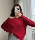 Kayık Yaka Kırmızı Triko