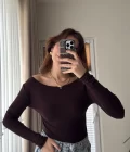 Kayık Yaka Oys Body Acı Kahve
