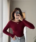 Kayık Yaka Oys Body Bordo