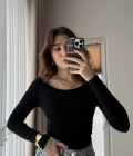 Kayık Yaka Oys Body Siyah
