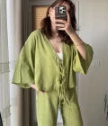 Keten Bağlamalı Fıstık Yeşil Takım (51045)