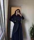 Keten Etek Gömlek Takım Lacivert