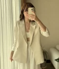 Keten Krem Blazer Ceket