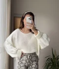 Kolları Katlamalı Ekru Kazak