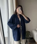 Lacivert Müslin Kumaş Kimono