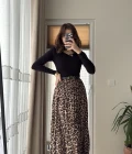 Lastikli Leopar Saten Etek