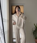 Linda Pantolon Üst Takım Krem